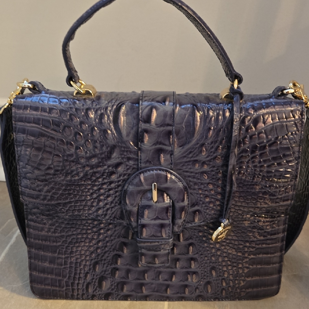 Brahmin Gabriella Andesite Elegant Crocodile-Embossed Handbag